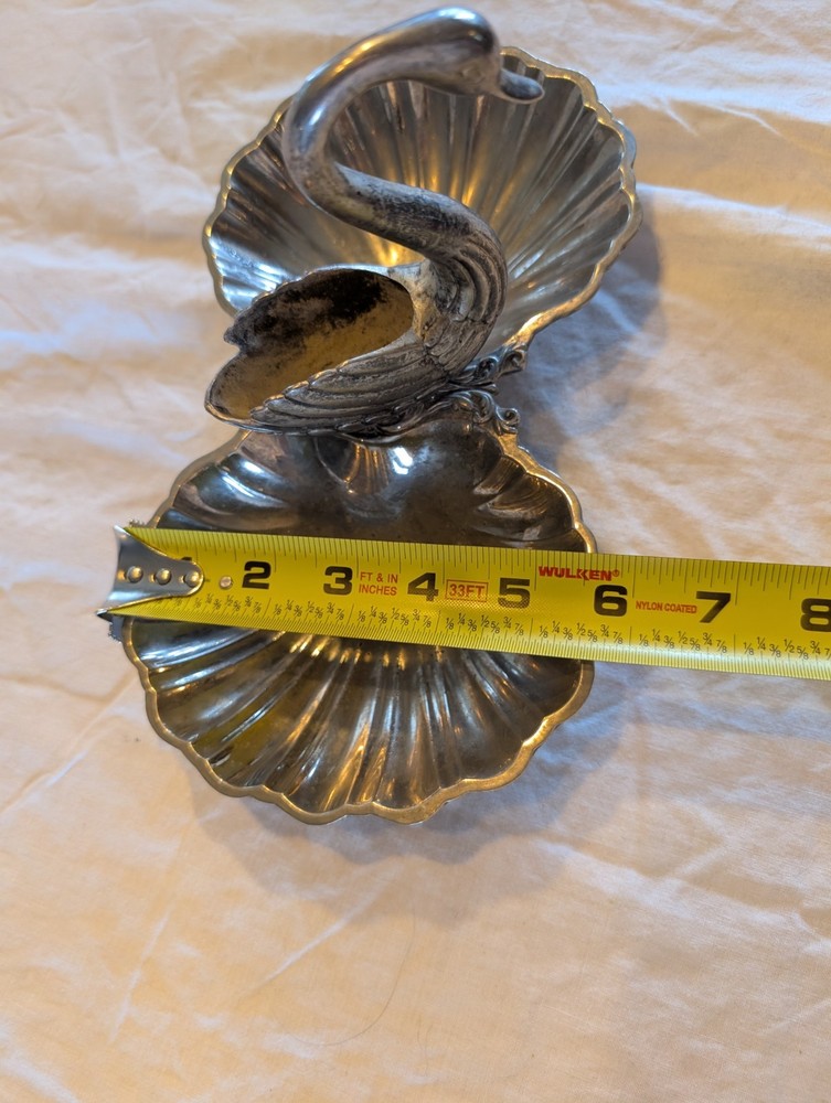 Vintage Silver Plated Swan Double Trinket Dish