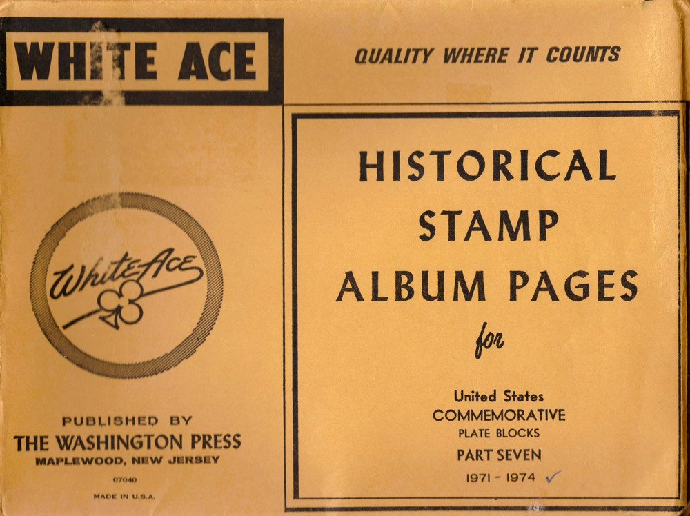 White Ace Commemorative Plate Block Part 7 1971-74 Clean Fresh 66 Pages Complete