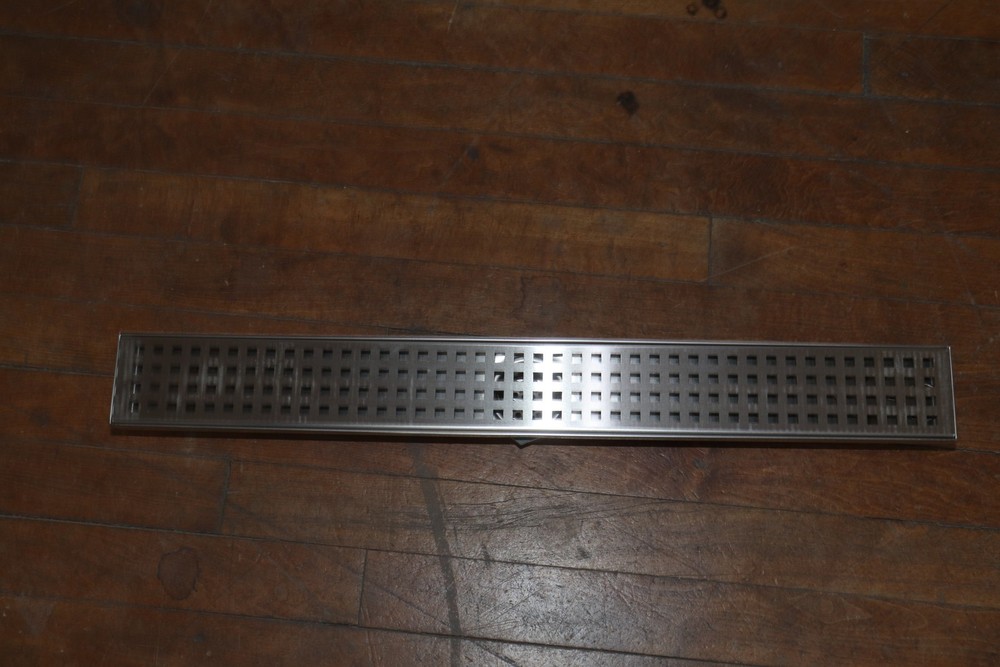 (1-Pk) Linear Shower Drain with Square Pattern Drain Cover- Missing Basket Hook