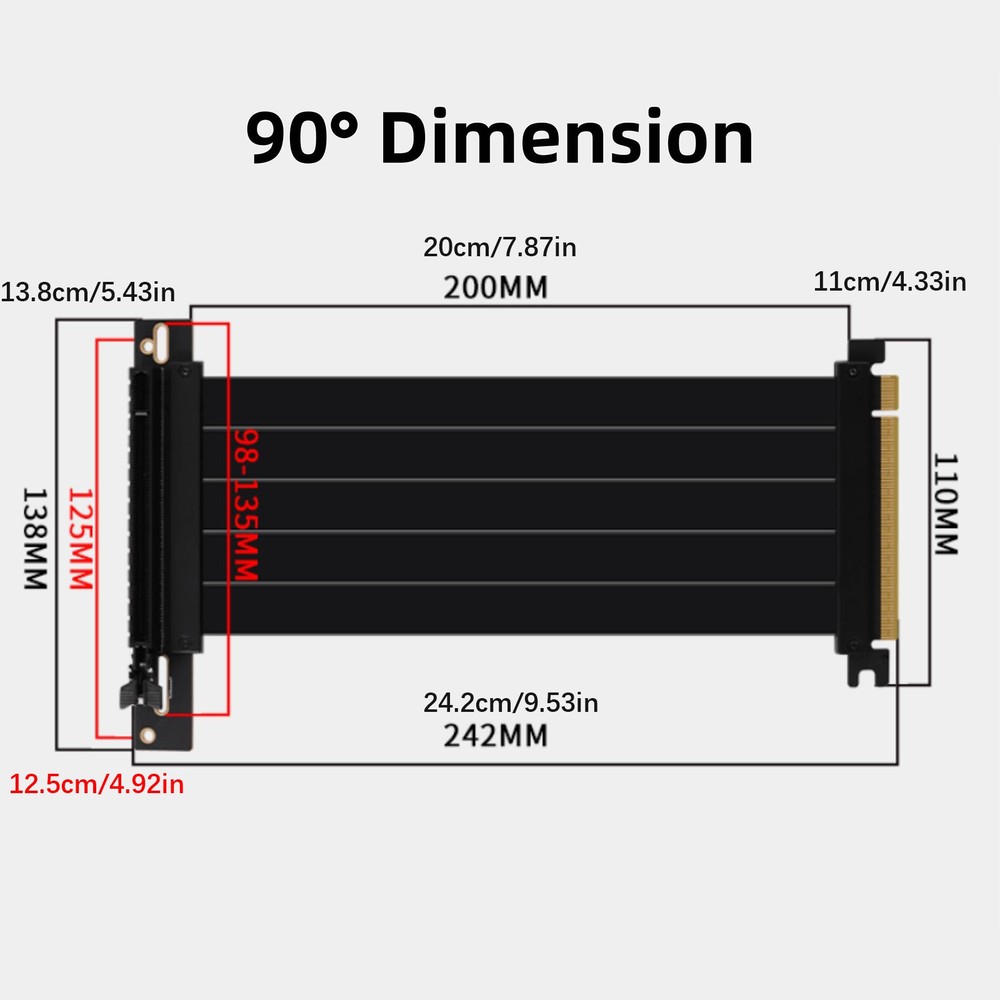 PCIE 16X 3.0 Riser Cable Graphics Card Extension Cable GPU Expansion Accessories