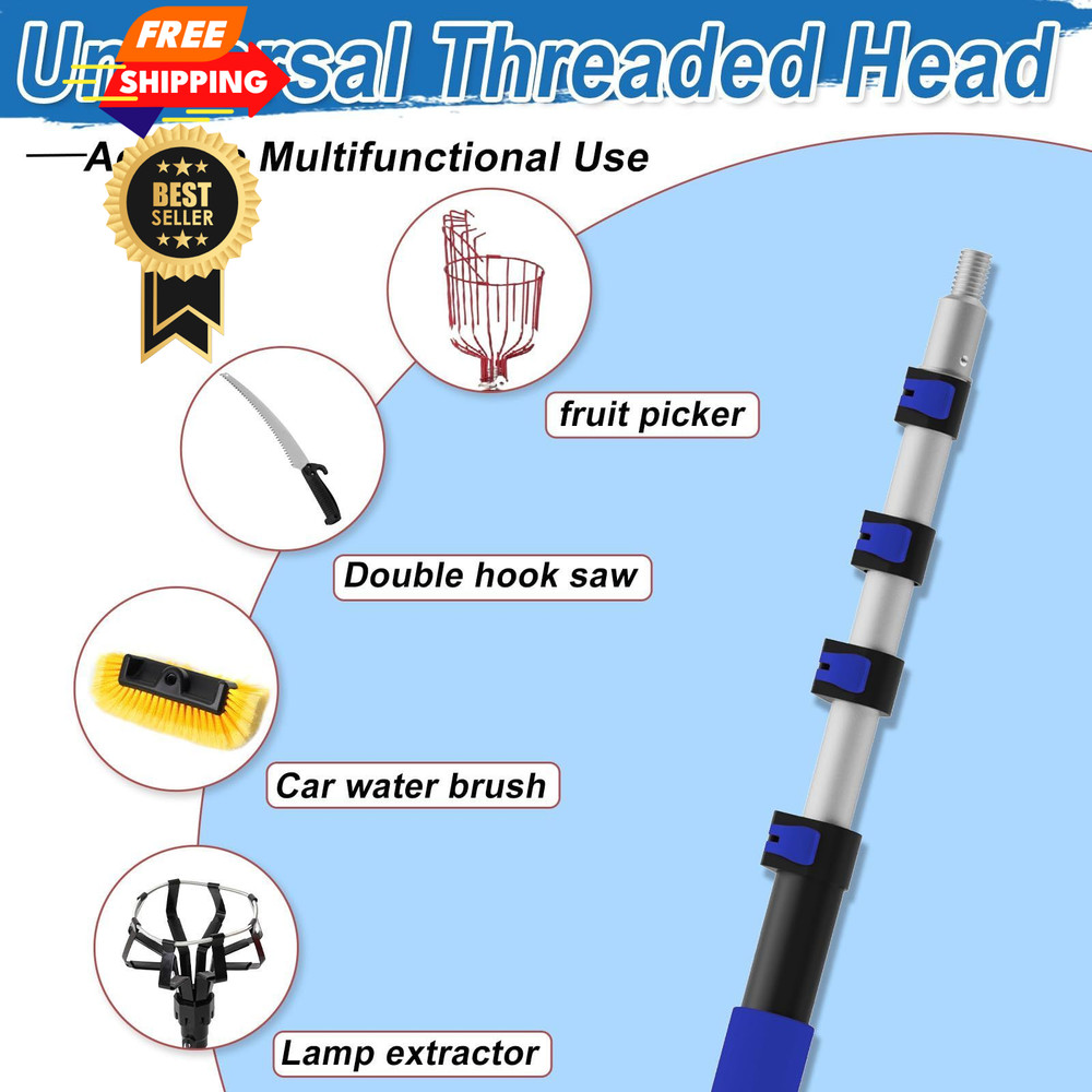 Karveden 5-20FT Telescoping Pole, Multi-Purpose Extension Pole 20FT, Blue