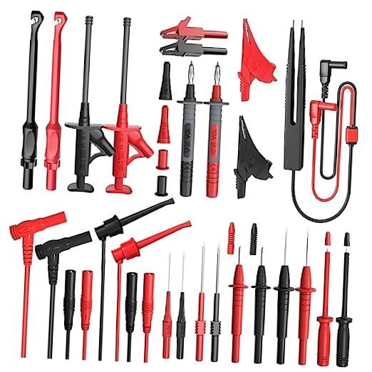 Silicone Multimeter Test Leads Kit with Replaceable Wire Piercing Probes 25PCS