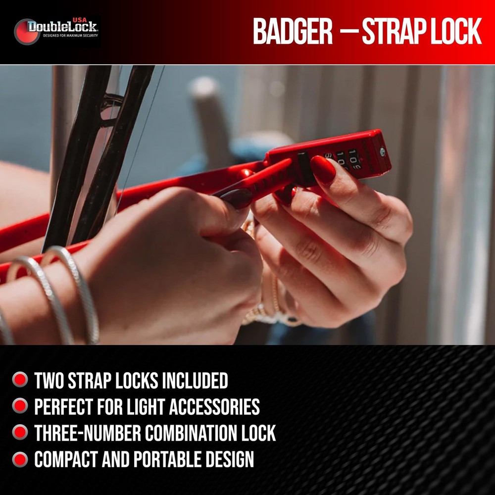 Badger Strap Lock 2 Pack, 19 Inch Strong and Pliable Combination Strap Locks,...