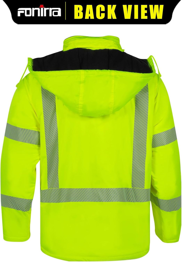 Men's ANSI Class 3 Waterproof High Visibility Safety Jacket for Work