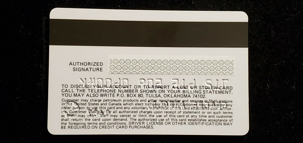 Shell Credit Card exp 1987. Our cc878