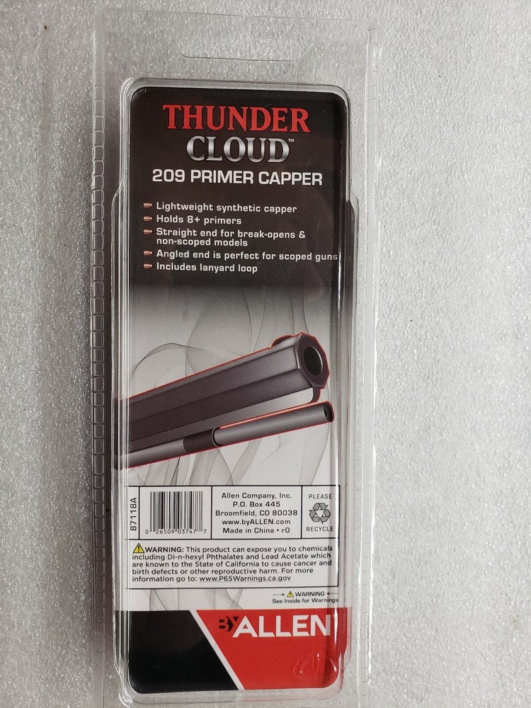 Thunder Cloud 209 Inline Muzzle Loader Primer Capper Allen Holds 8+ Primers
