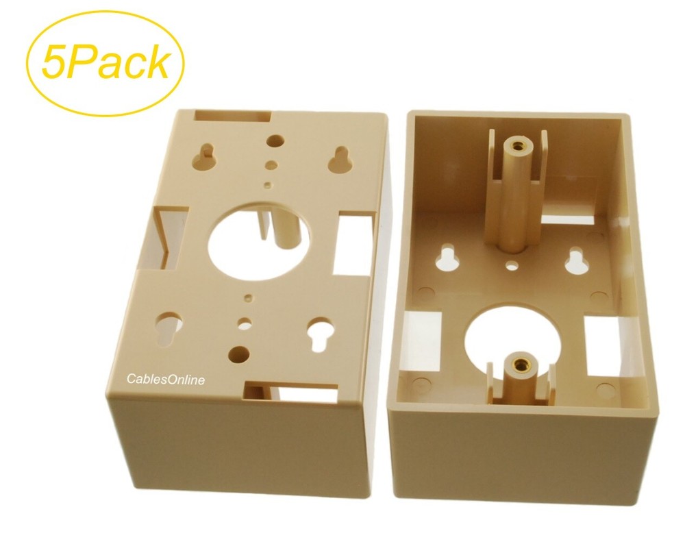 5-Pack Single Gang Surface Mount Junction Box for Face Plate, 1.89" Deep, Ivory