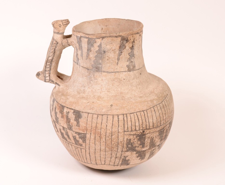 Prehistoric Anasazi Pottery Pitcher with Dog Figure Handle