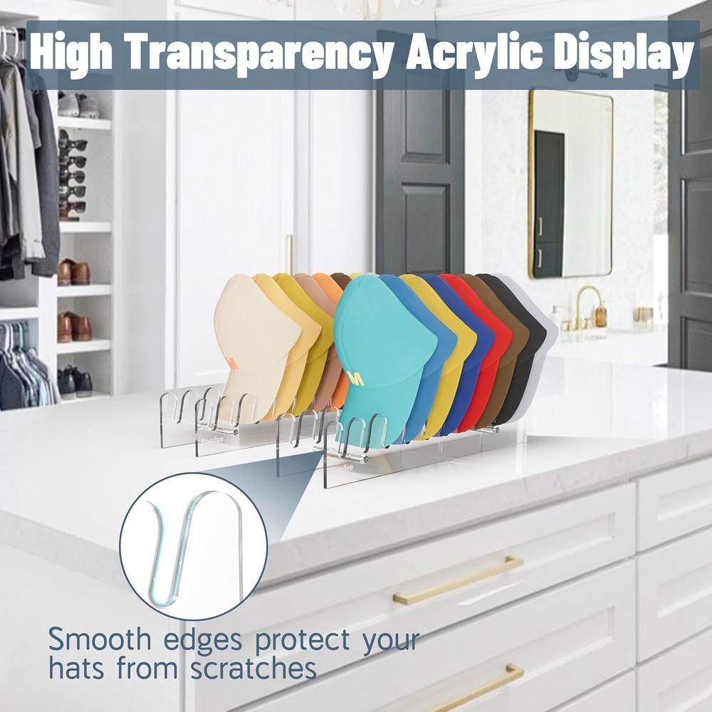 Elegant Acrylic Hat Stand for 10 Baseball Caps - Modern Storage Solution