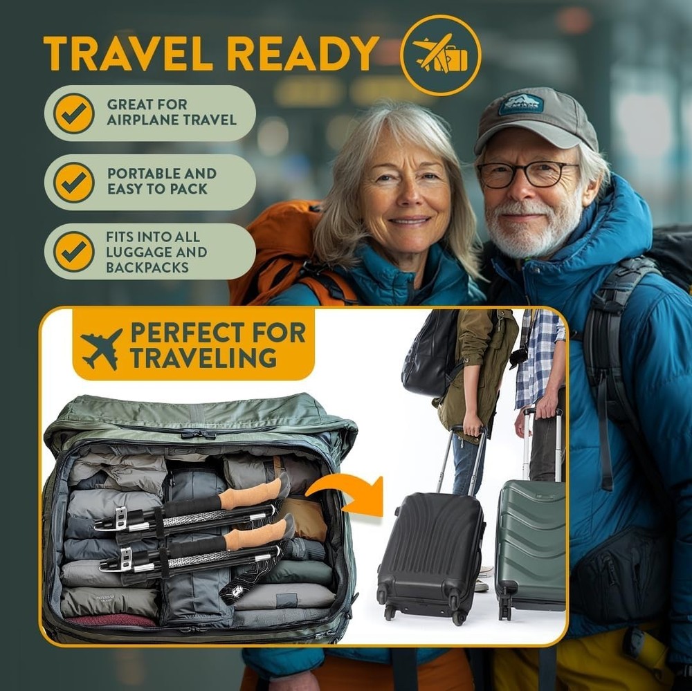 Adjustable Lightweight Trekking Poles - Compact & Foldable Aluminum