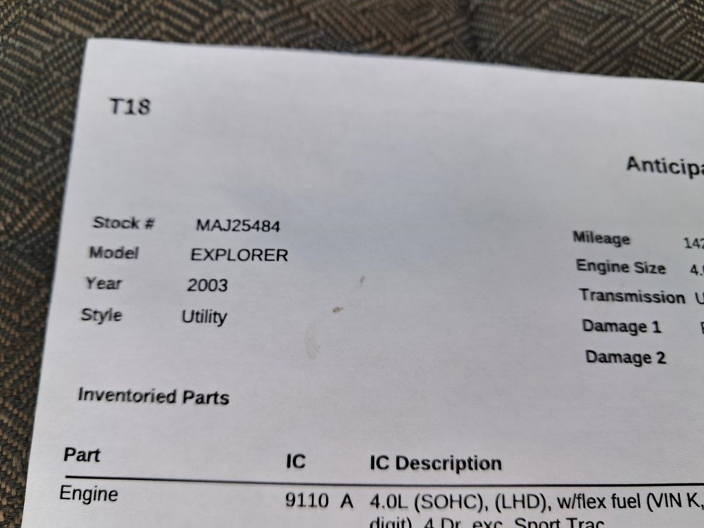 EXPLORER 2003 Glove Box 4838550