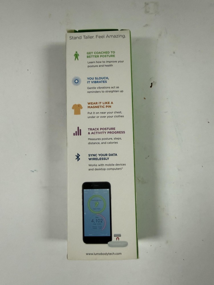Lumo Lift Posture Coach Activity Tracker Bluetooth Vibrating Slouch Alert