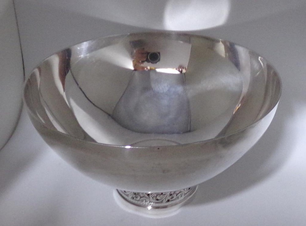 Danish Mid Century Modern Silverplate Bowl Pierced