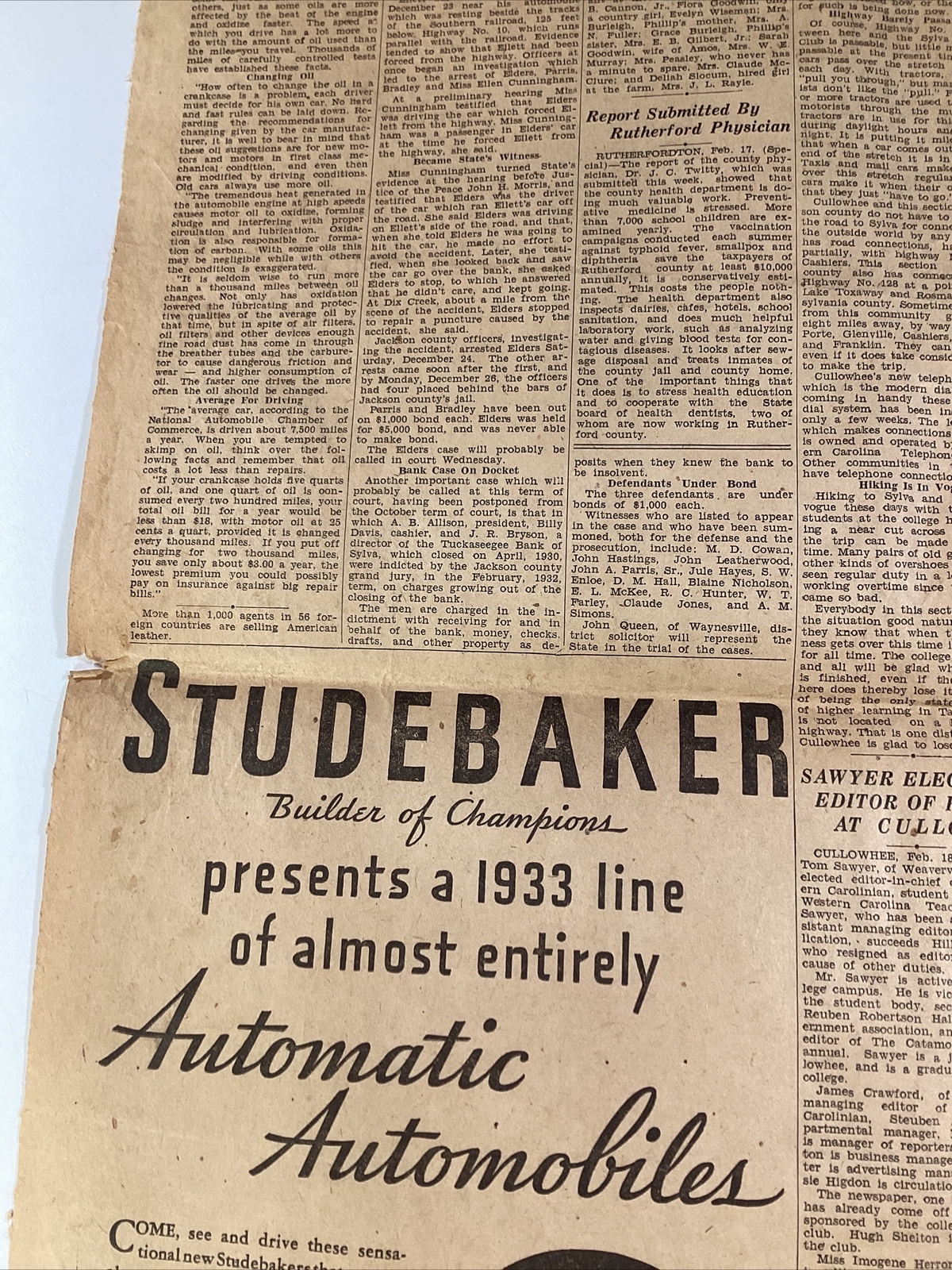 Ashville NC Newspaper Feb 19, 1933 Boxer Jim Corbett Dempsey Lou Gehrig Haverty