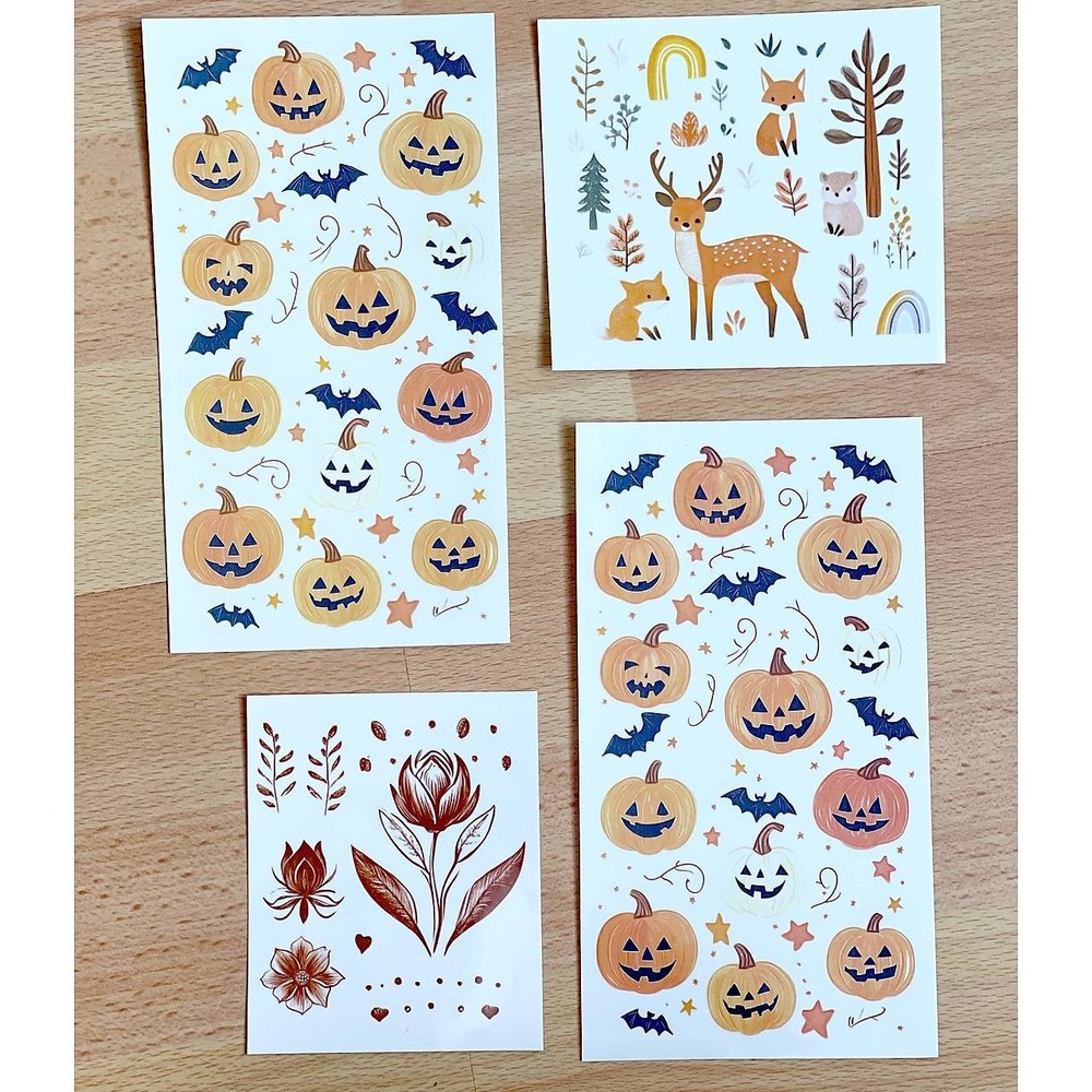 Temporary tattoo sheet Autumn Forest, Tiny Colorful Tattoos, Fall Forest