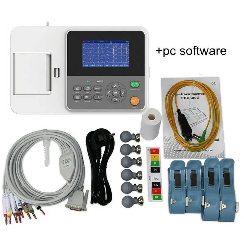 CONTEC E3 Portable 3-Channel 12-Lead ECG/EKG Machine with Printer + PC Software