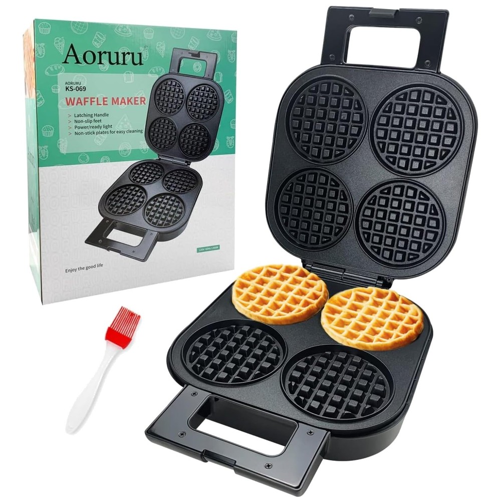 4 Slice Waffle Iron - 1300W Efficient Non-Stick Design for Perfect Breakfasts