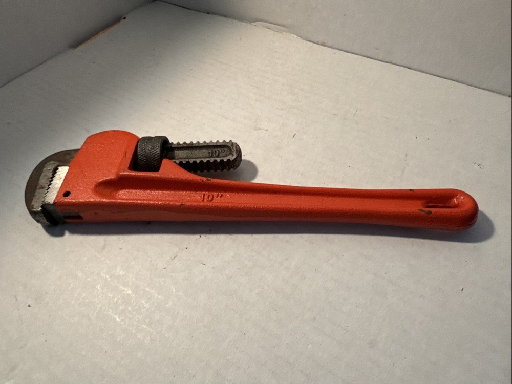 10" Pipe Wrench Cast Iron HEAVY NICE ORANGE Pittsburgh
