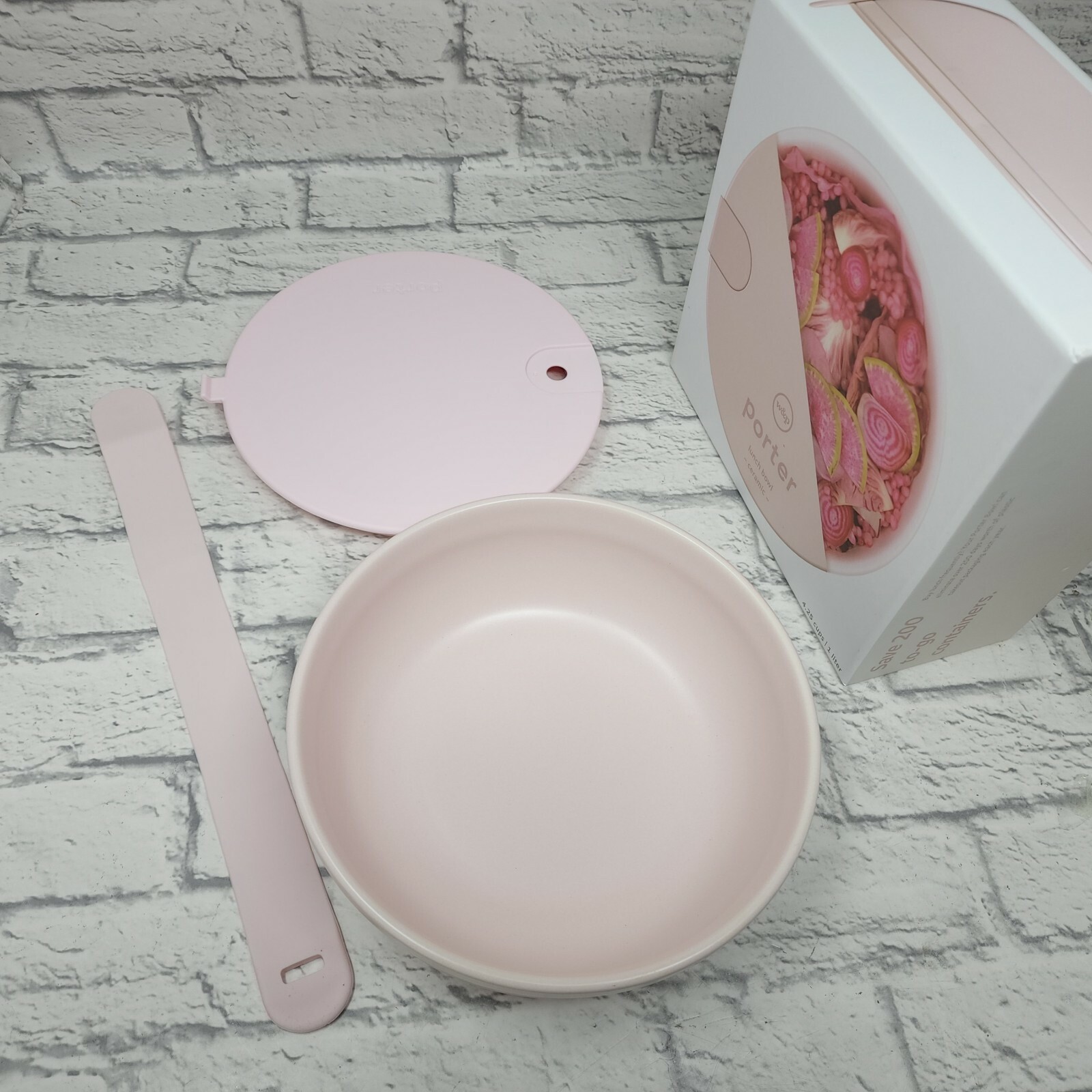 W&P Porter Ceramic Bowl Lunch Container w/ Protective Non-slip Exterior, Blush