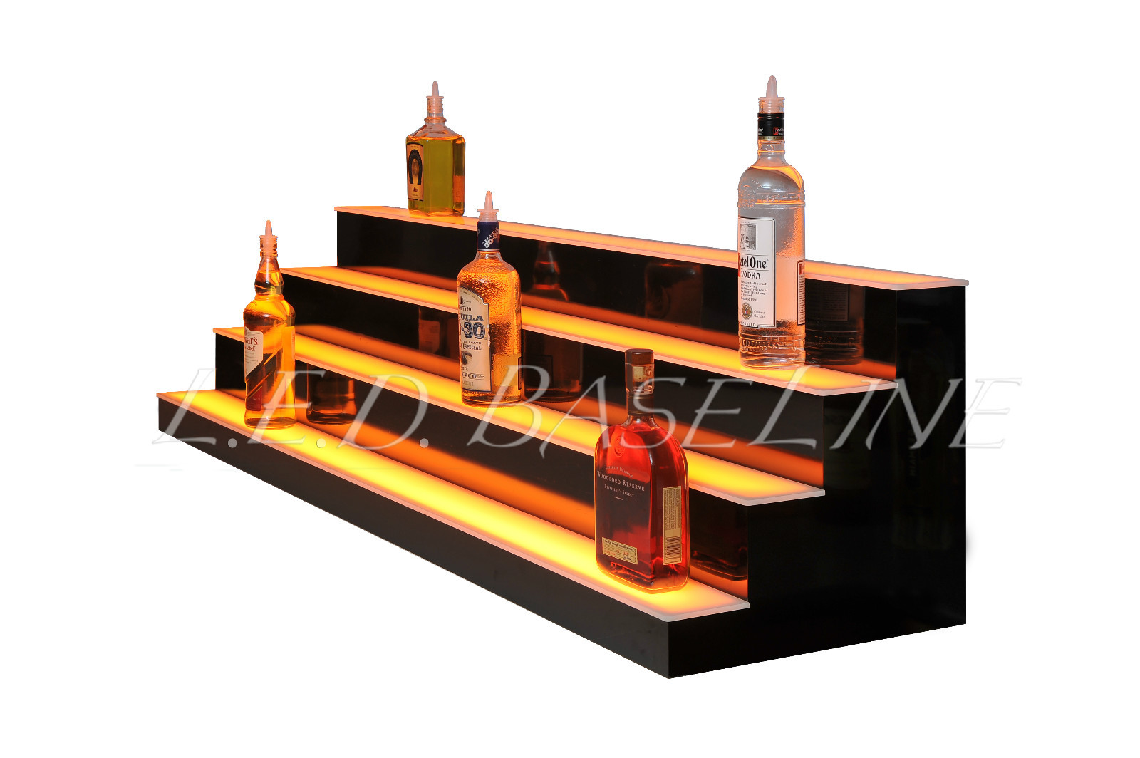 60"  4 Step Shelving Glass Liquor Bottle Display