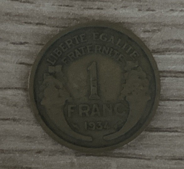 French 1 Franc 1934 Coin Cheap