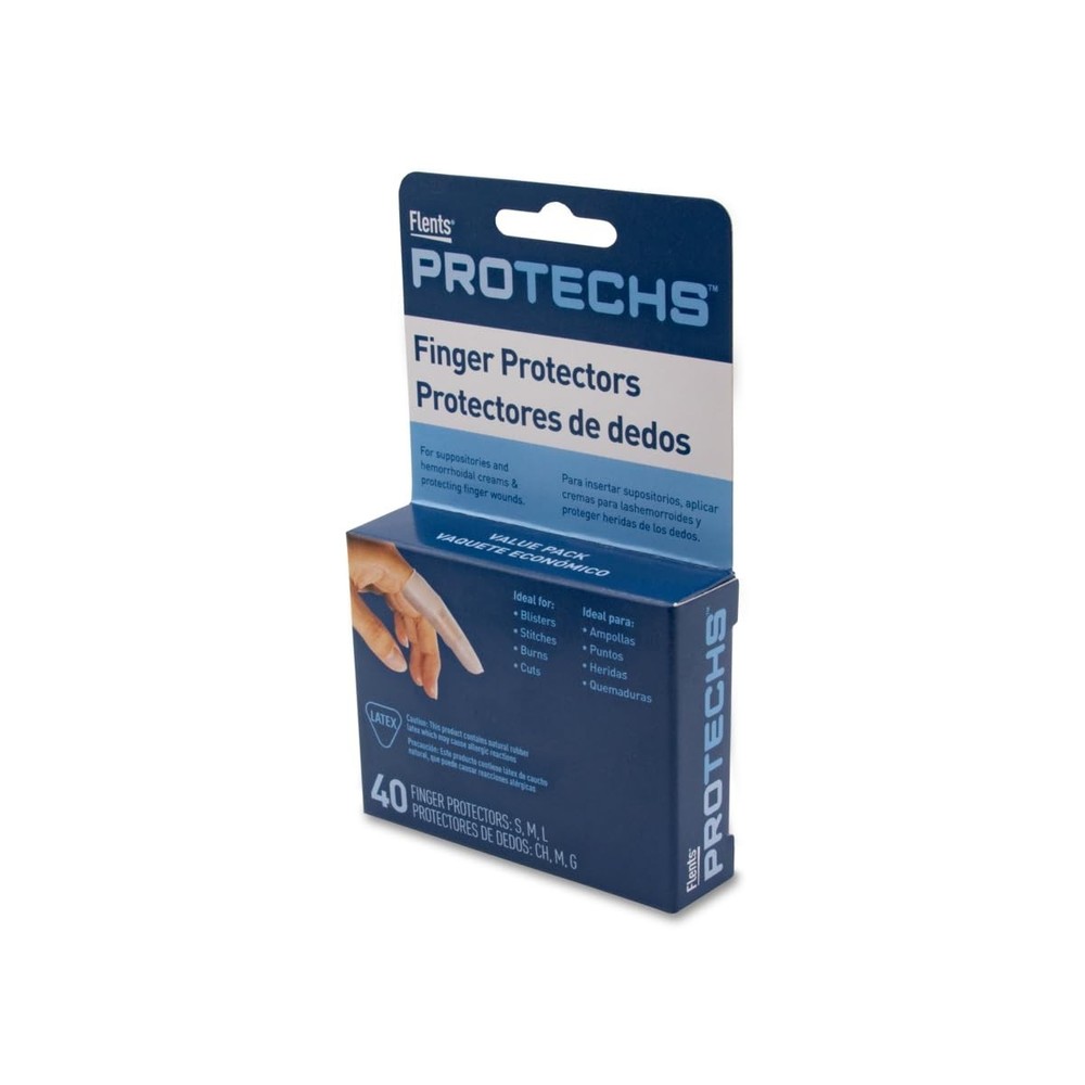 Durable Rubber Finger Protectors - 40 Assorted Sizes for Cuts & Burns, 40 Count