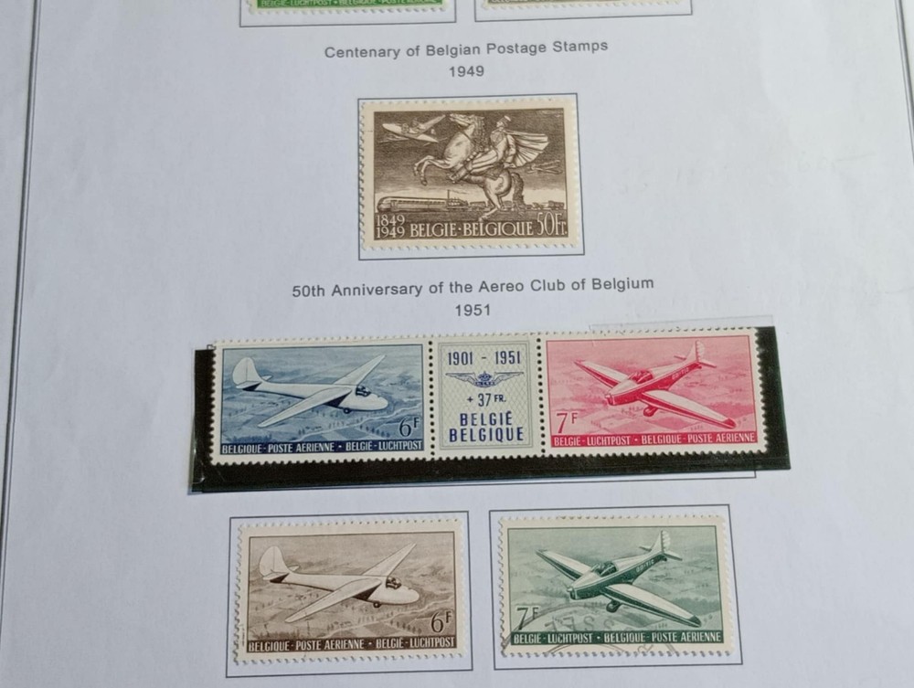 1930 - 1951 Belgium Air Post Stamps Mint/Hinged
