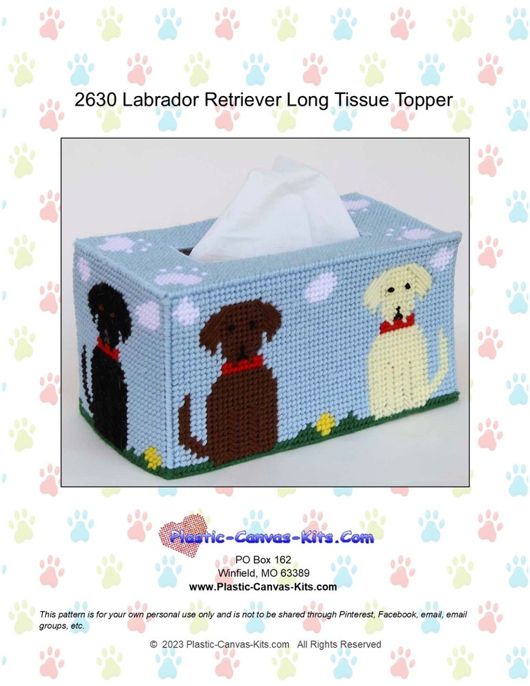 Labrador Retriever Long Tissue Topper-Plastic Canvas Pattern or Kit