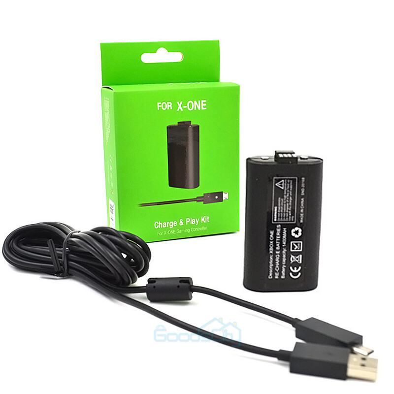 USB Rechargeable Battery Pack For XBox One Controller & Charger Cable Kit