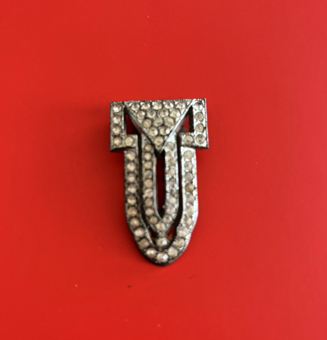 Vintage Silver Tone Clear Rhinestone Art Deco Shoe Clip GOODY