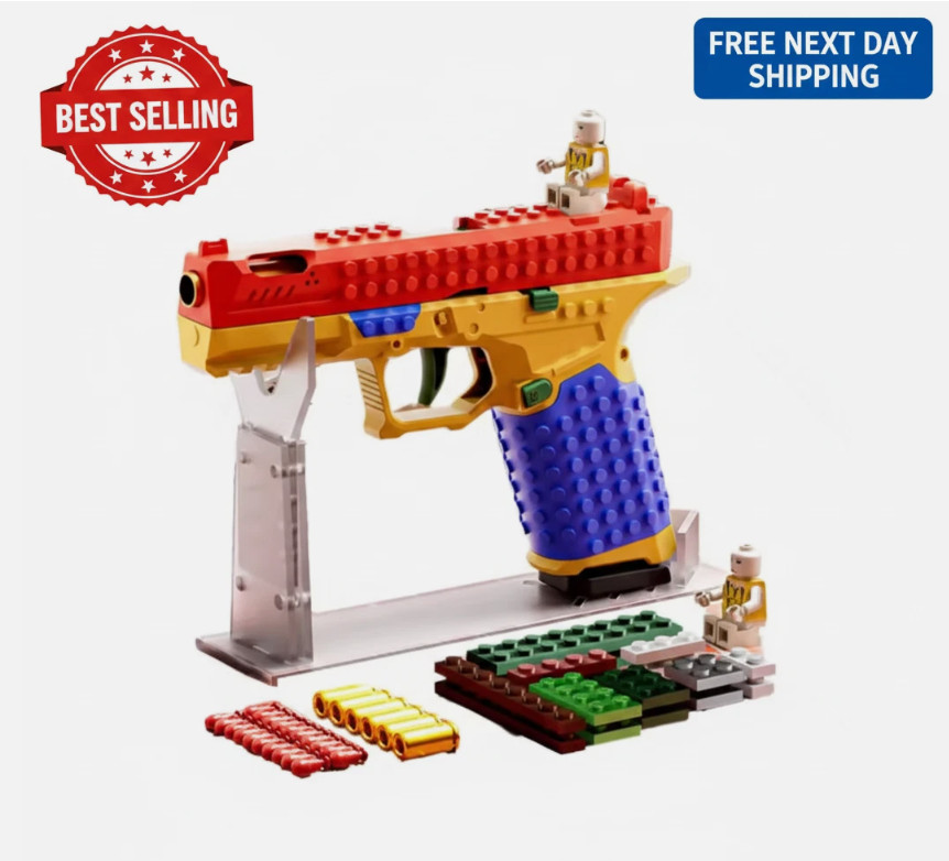 Building Block Pistol Shell Ejecting Continuous Firing Soft Bullet Toy Gun Gift