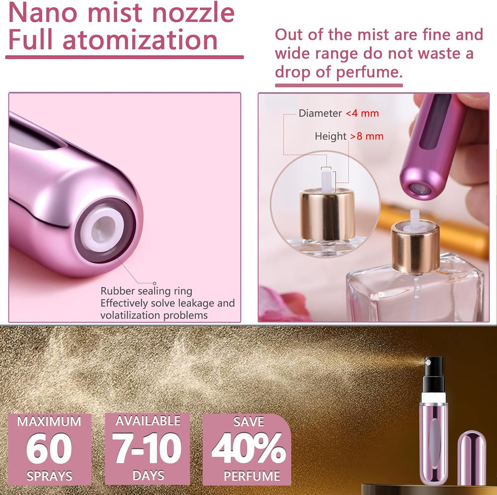 4 Pcs Mini Refillable Perfume Portable Atomizer Bottle, 5Ml Bottom-Fill Perfume