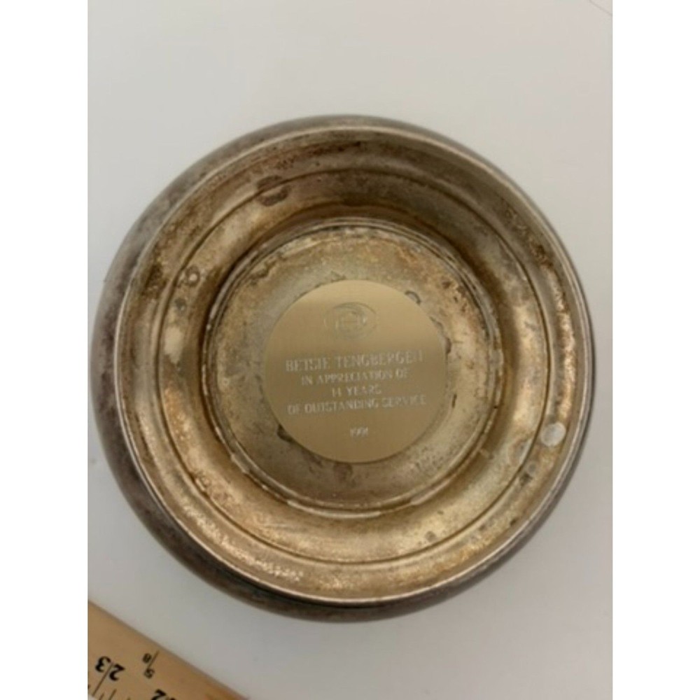 Unknown silversmith service award bowl with serial number Unknown silver content