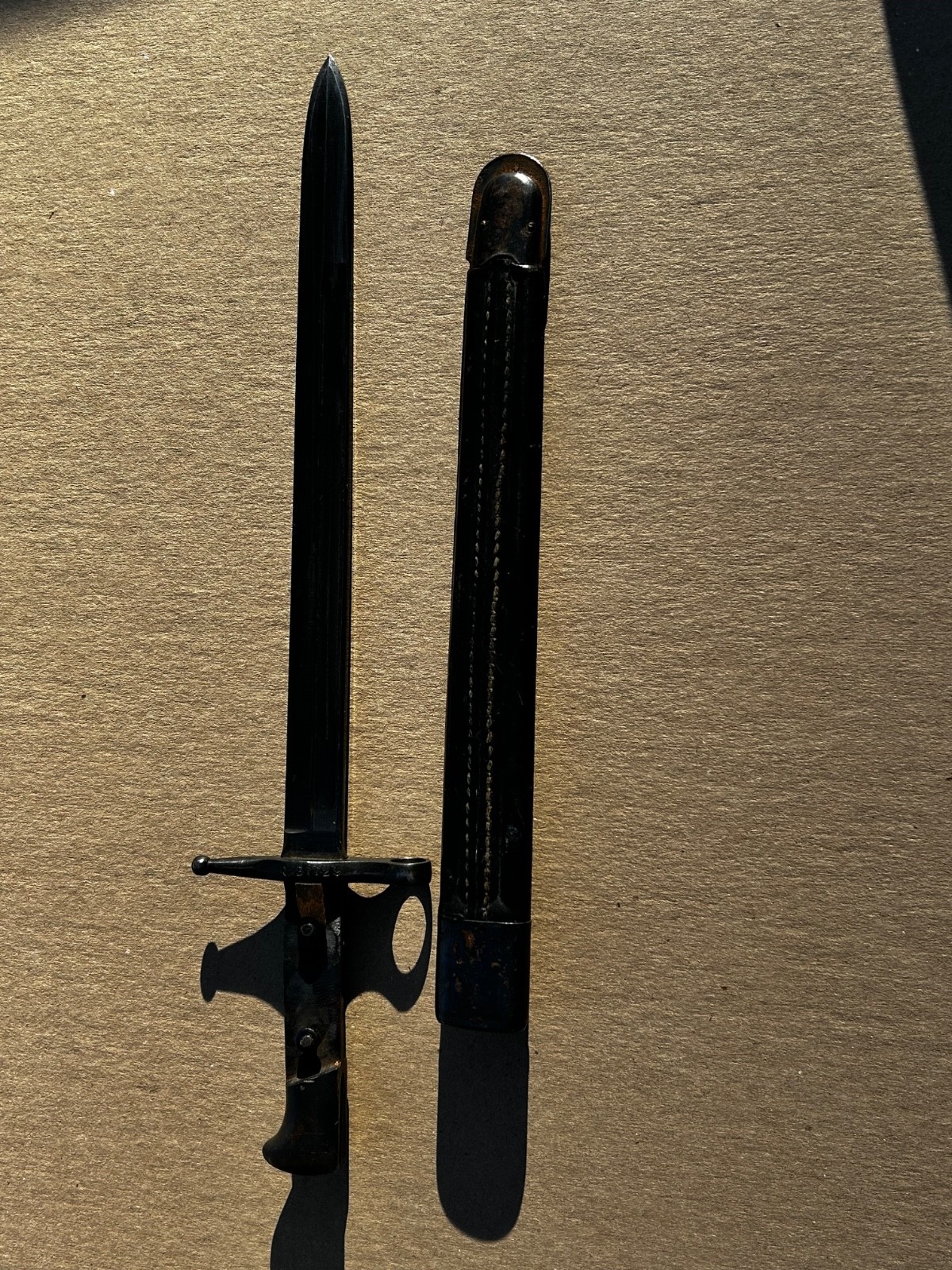 Original German Model 1871 / 94 Bayonet with Leather Scabbard