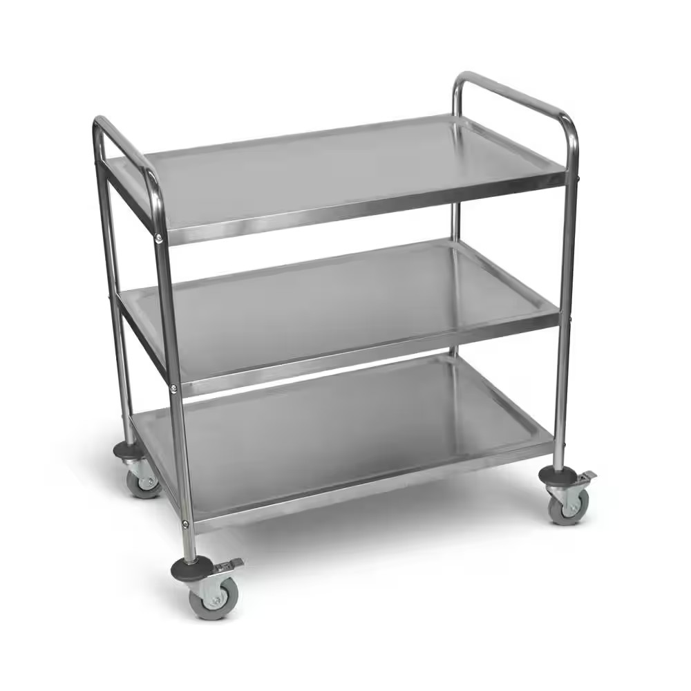 33 In. X 21 In. 3-Shelf Stainless Steel Cart in Silver
