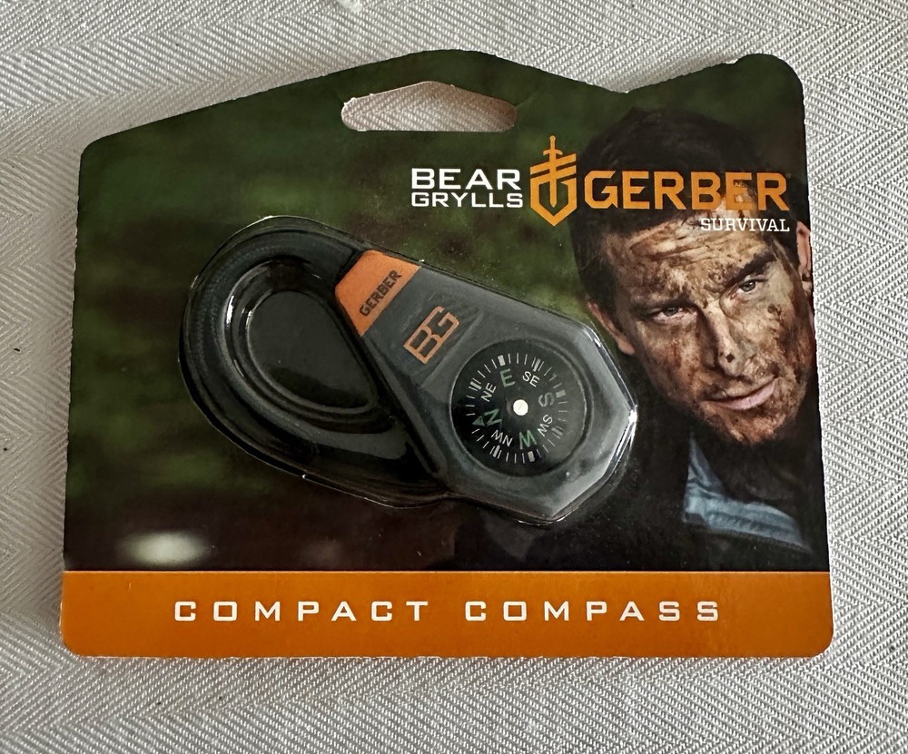 Gerber SurvivalBear Grylls BG BackTrack Compact Compass Keychain Zipper Pull