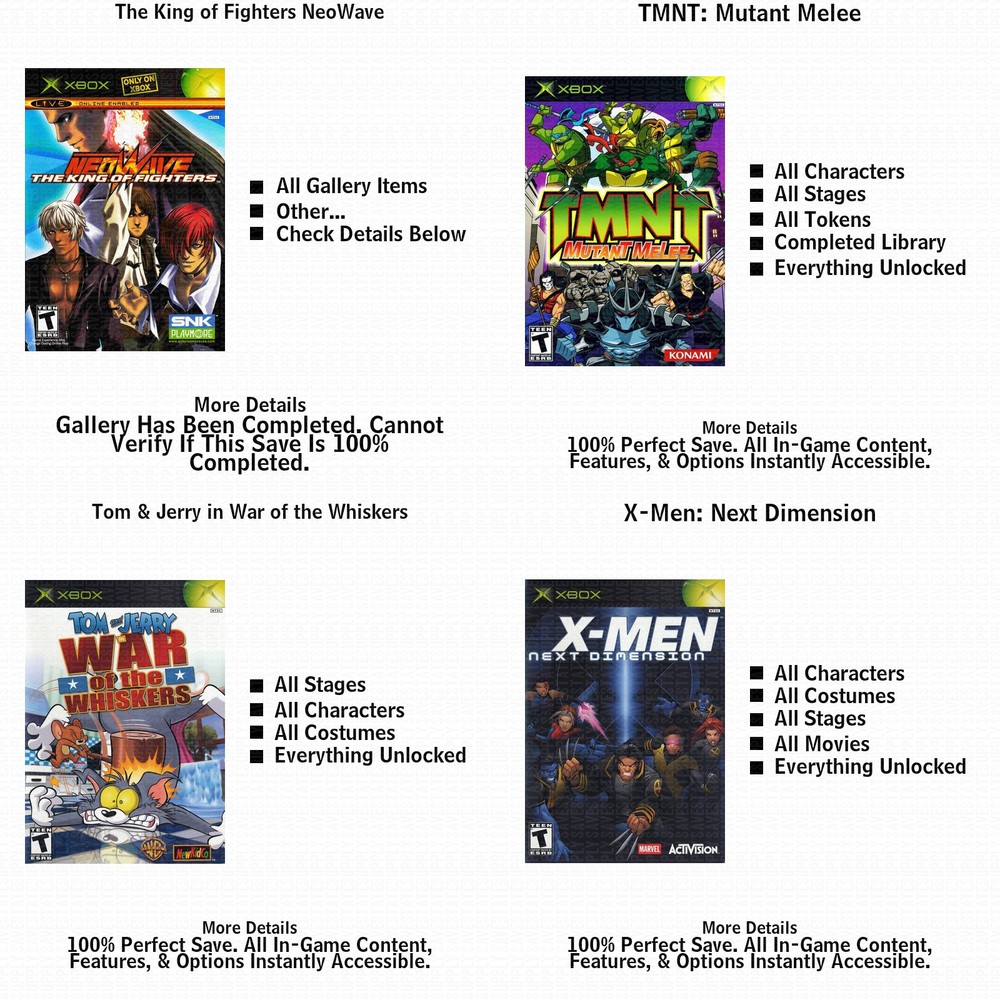 Capcom vs. SNK 2 EO 100% Complete All Xbox USB Saves