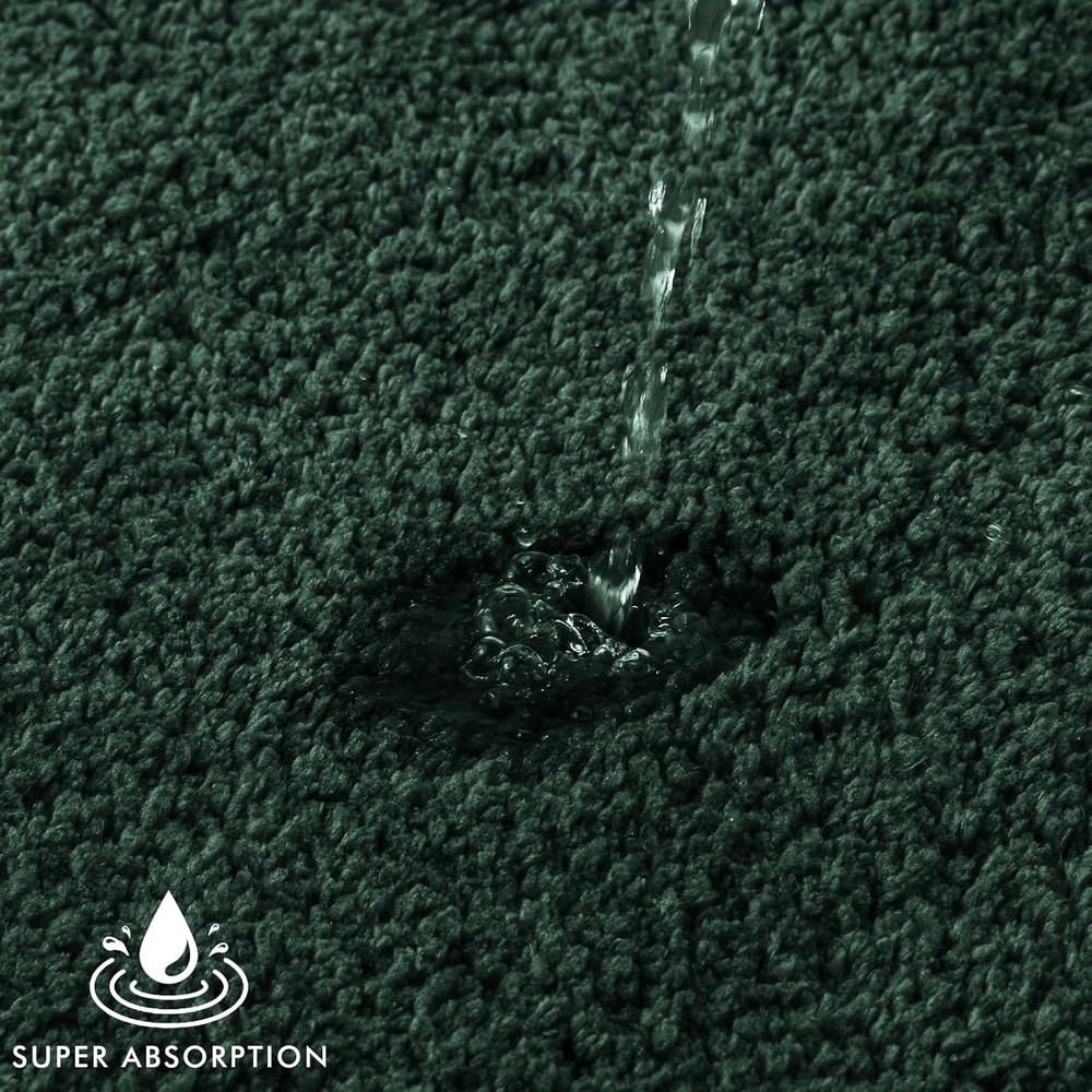 MIULEE Dark Green Absorbent Bath Rugs, 1'8" x 2'6" (Rectangular),