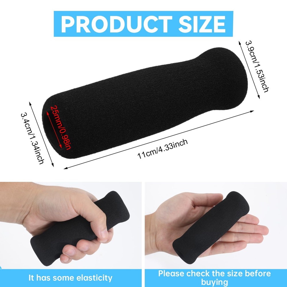 Ptwola 4PCS Foam Cane Grip Replacement Thick Cushioned Offset Black