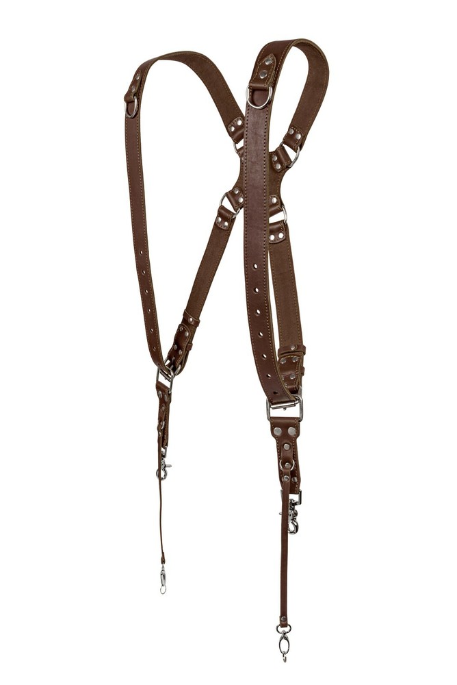 Coiro Leather Dual Camera Strap Harness Quick Release Brown Adjustable 508