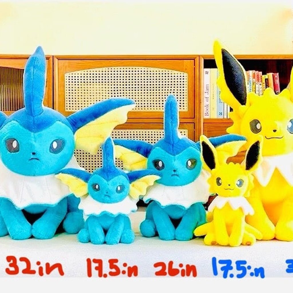 USA - 3 size - Eevee Jolteon Vaporeon Plush Doll Toy Anime Evolution Monster Set