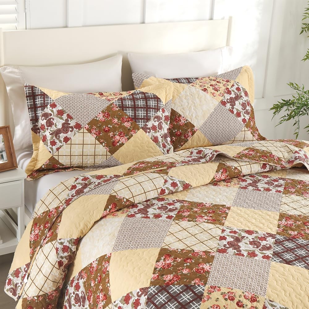 King Cotton Bedspread Quilt Sets Reversible Coverlet Sets