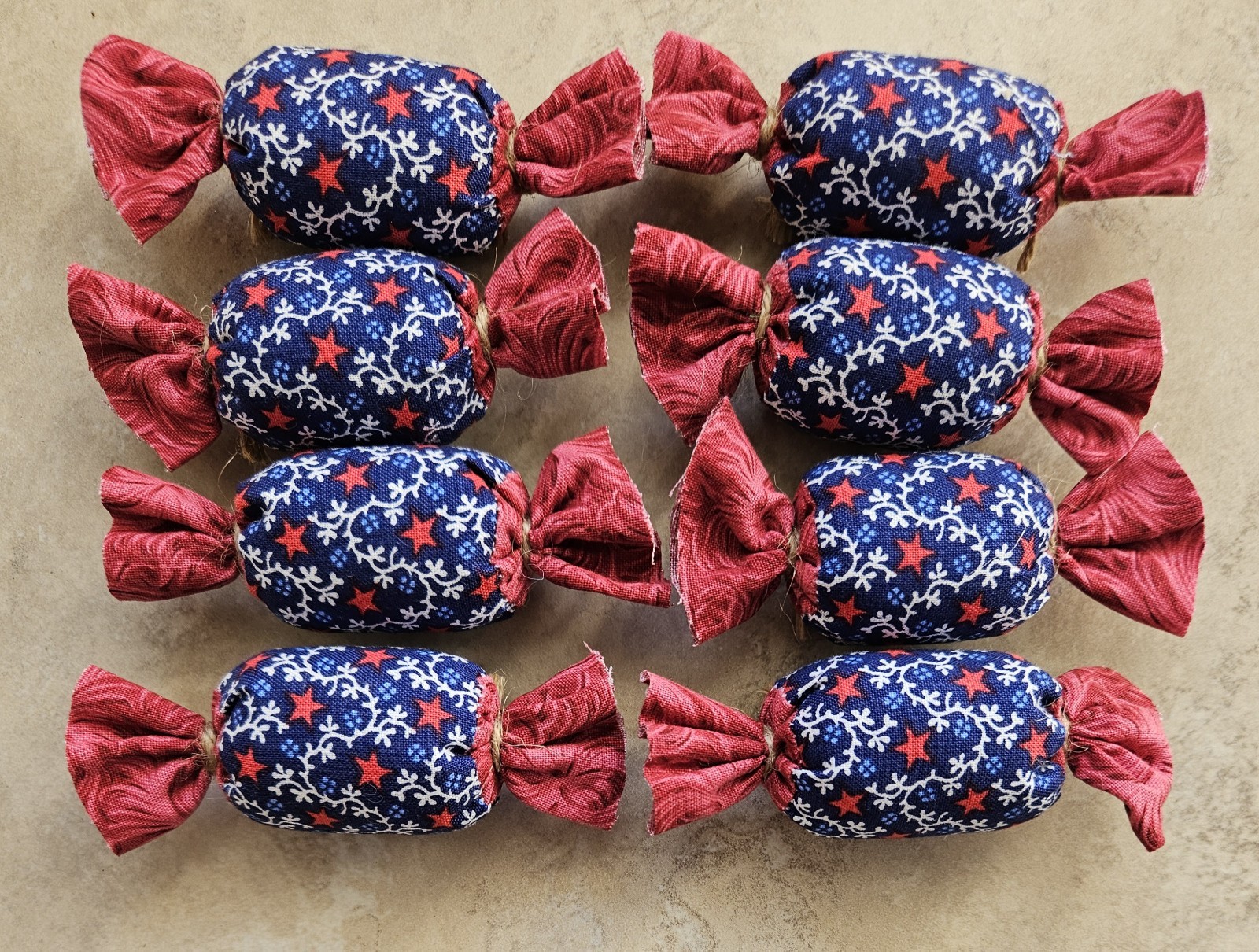 Bowl Filler Americana Patriotic Ornie Fabric 8 Pcs Candy Tier Tray Fabric Decor