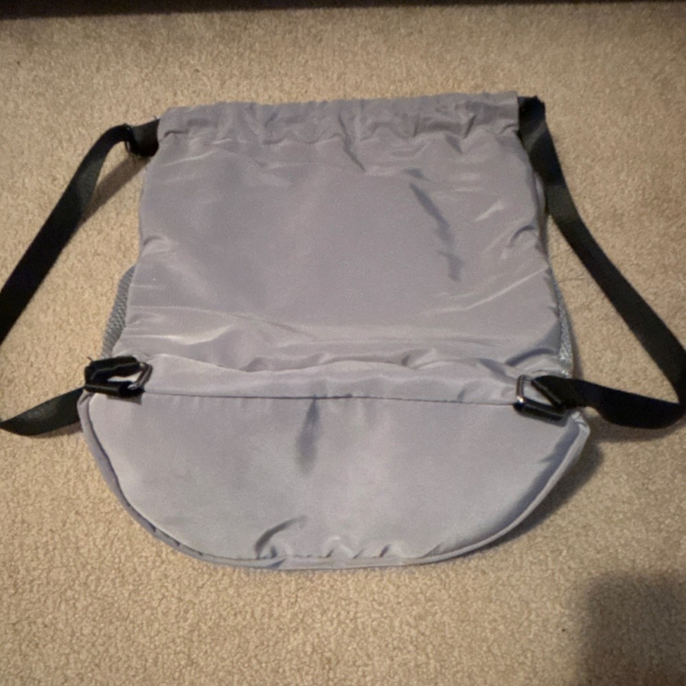 Adidas Gray Drawstring Gym Bag Polyester Zip Compartments Mesh Pockets Strap