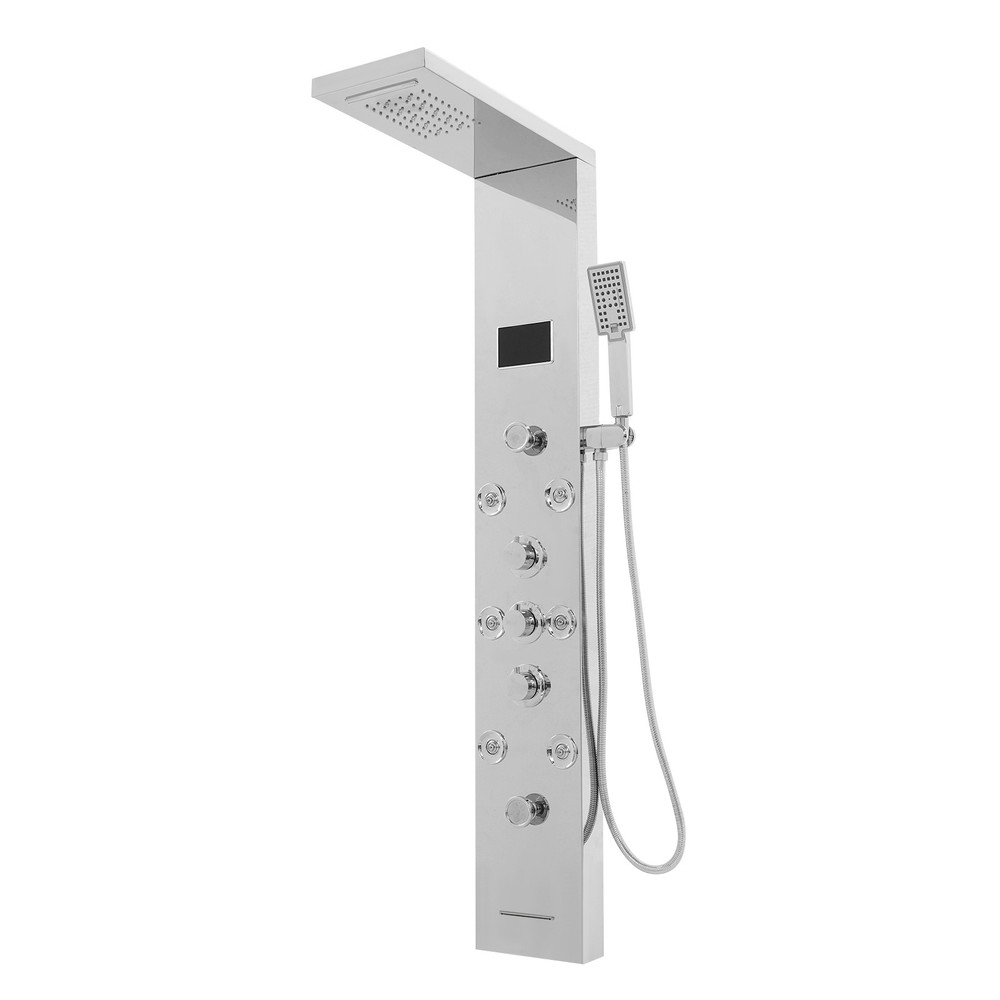 White Shower Panel With Waterfall / Rainfall Overhead Shower+Handheld Shower NEW