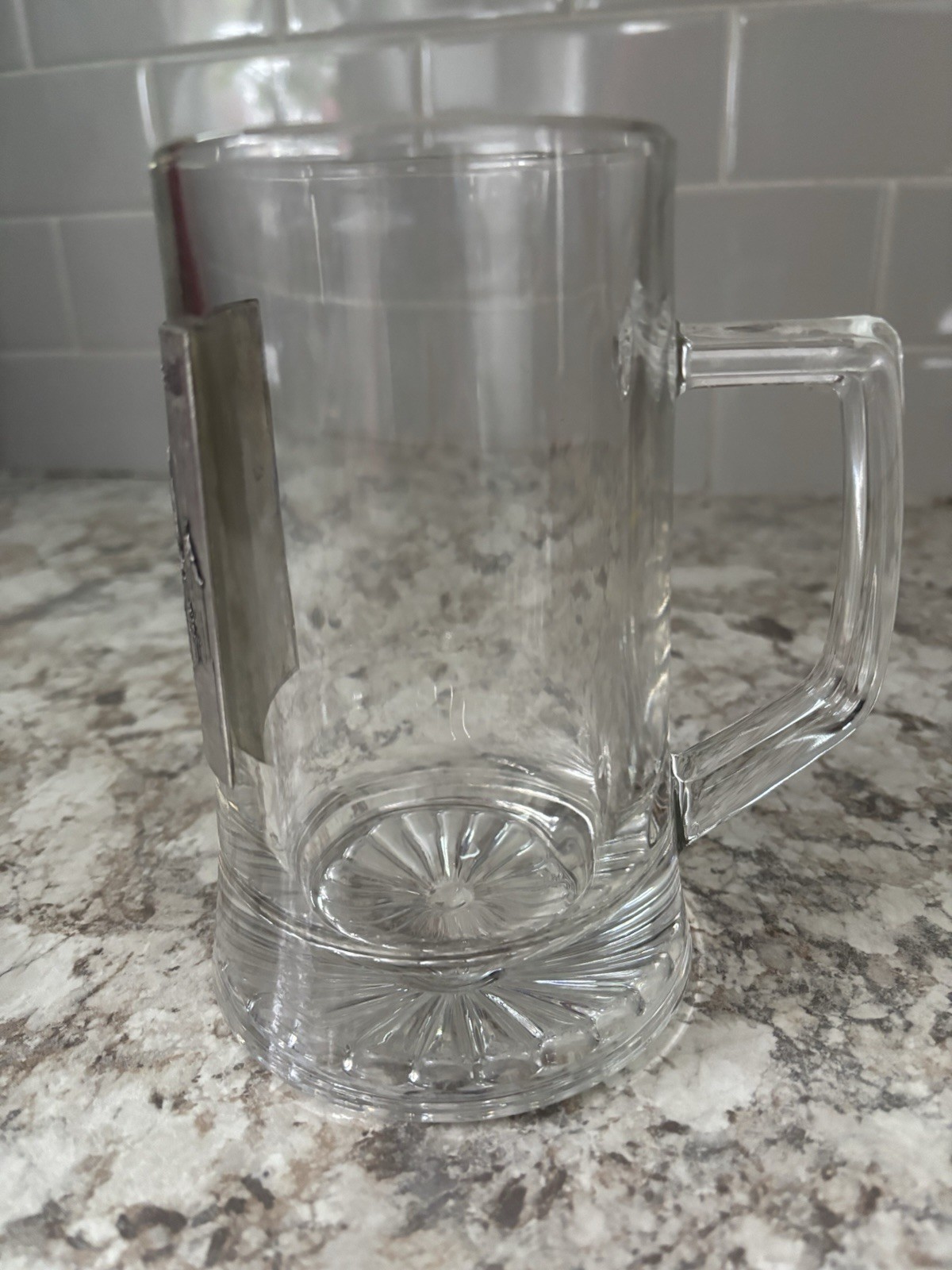 Rare German Beer Mug, Vintage Rothenberg Glass Mug W/Pewter Pronlein Emblem