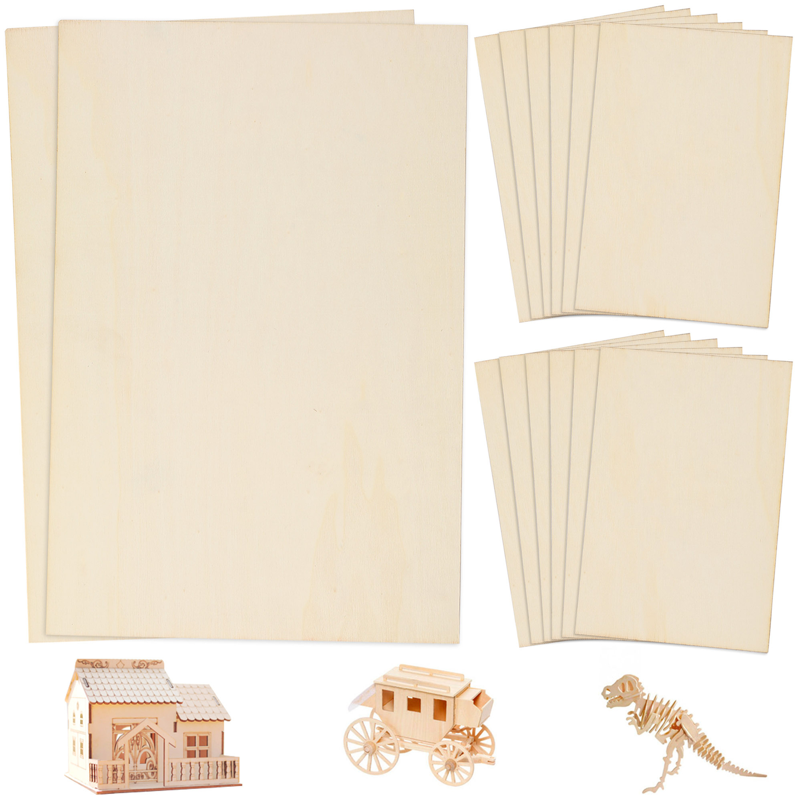 14 Pack Unfinished Wood Sheets Basswood Thin Craft Wood Board MDF DIY Wood