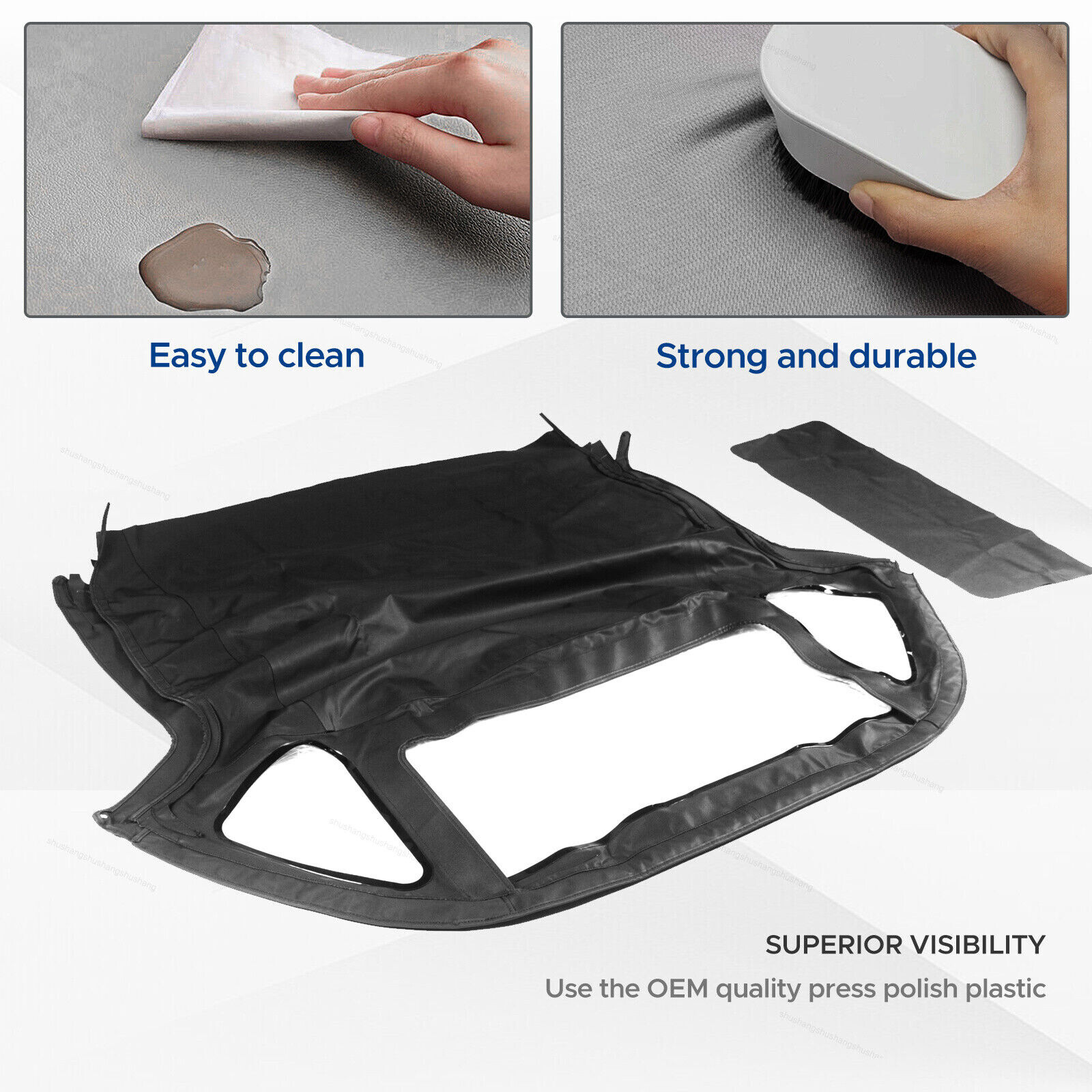 Fits 1971-1979 1980 MG MGB w/ 3Pcs Plastic Windows Soft Top Convertible Black