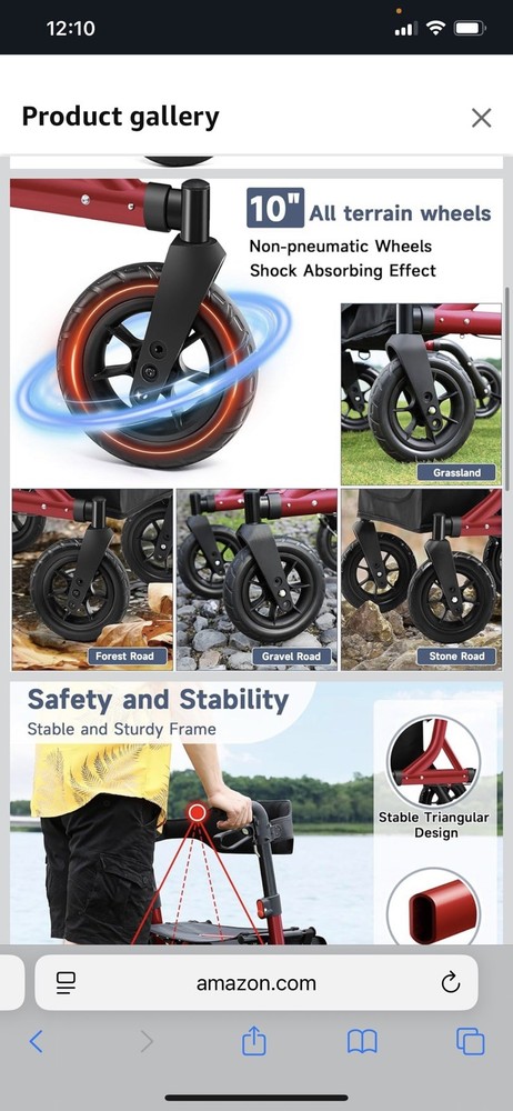 Rollator Walker for Seniors, Lightweight Foldable All Terrain Rolling Walker wit