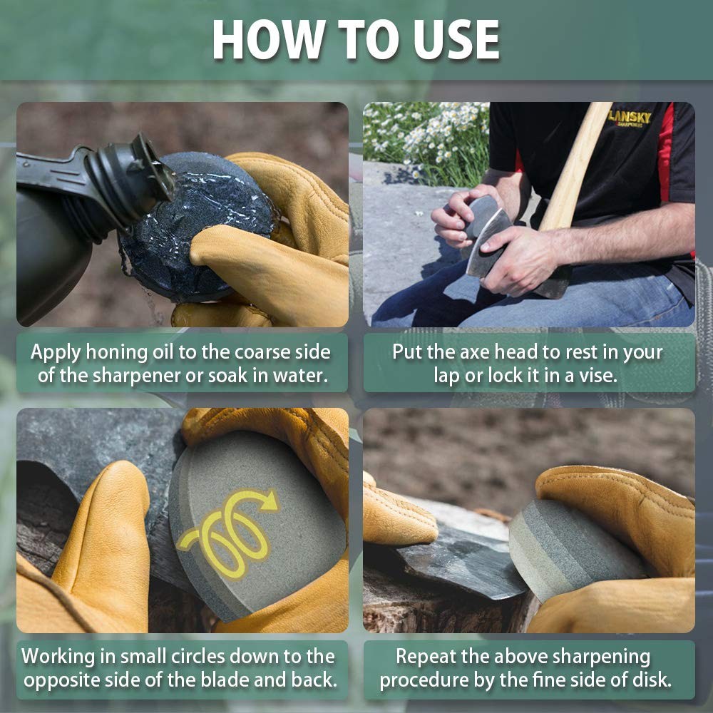 Nedfoss Dual Grit Sharpening Puck for Axe Hatchet with Sheath